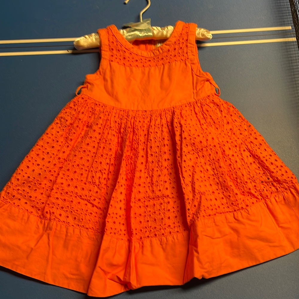 Coral eyelet detail dress